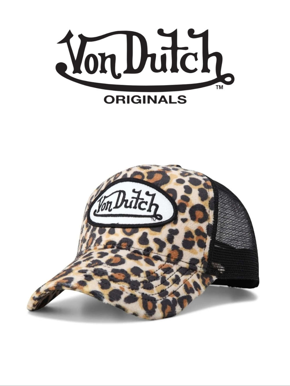 NWT Von Dutch Leopard Print Velvet Trucker Hat - Adjustable